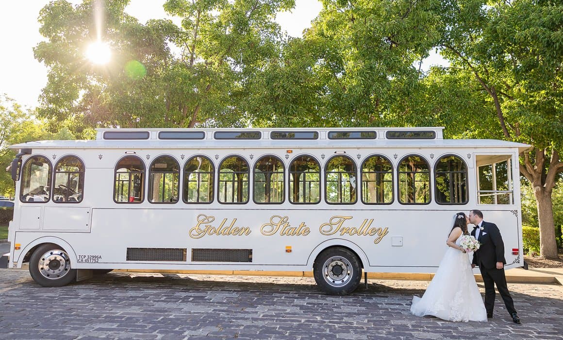Wedding party with Golden State Trolley