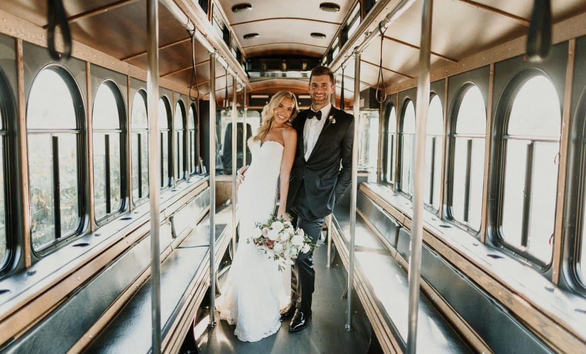 Wedding sneak peek with trolley